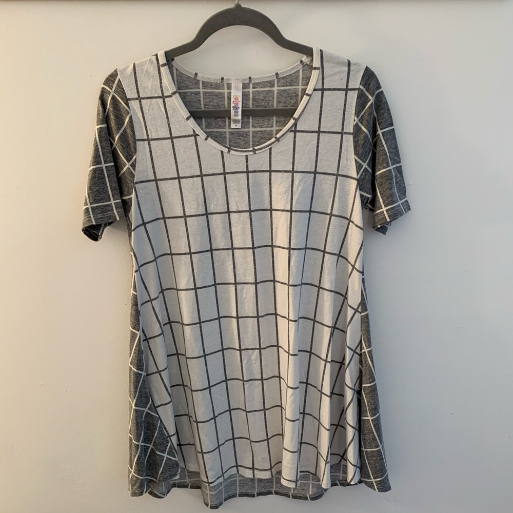 Lularoe White & Gray Short Sleeve Shirt